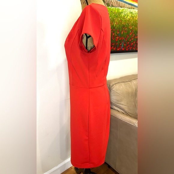 Banana Republic NWT Midi Sheath Dress Red Keyhole Neckline Size 8 - Picture 6 of 11